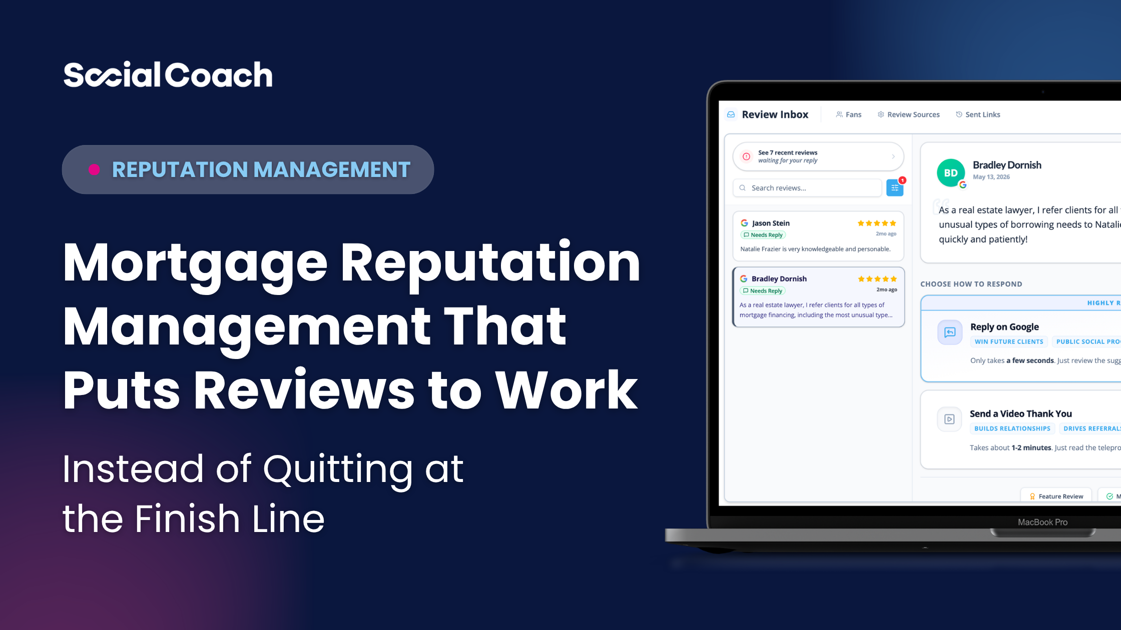 Mortgage reputation management: loan officer reviews turned into branded social posts ~ SocialCoach